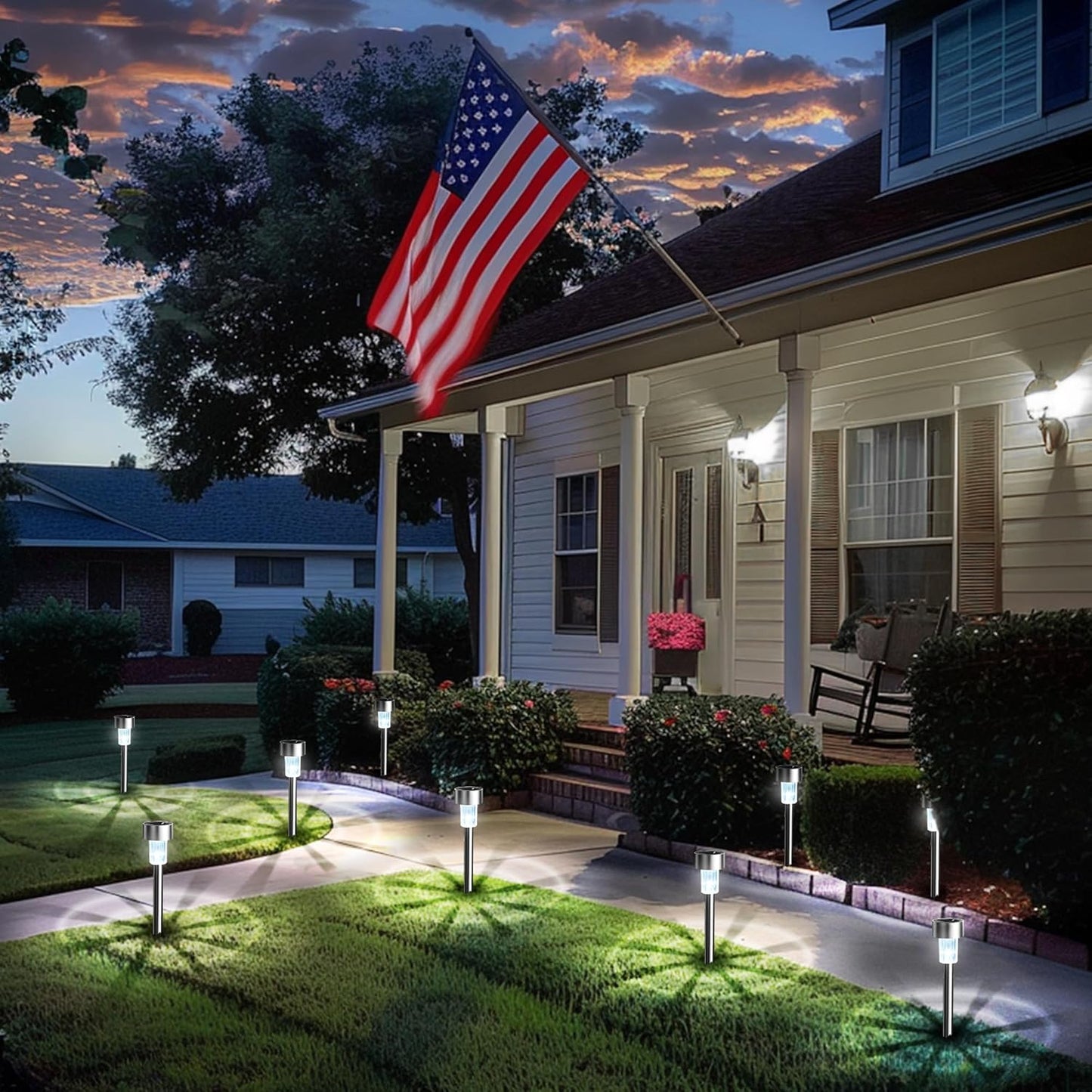 20 Pack, Stainless Steel LED Solar Garden Lights for Patio