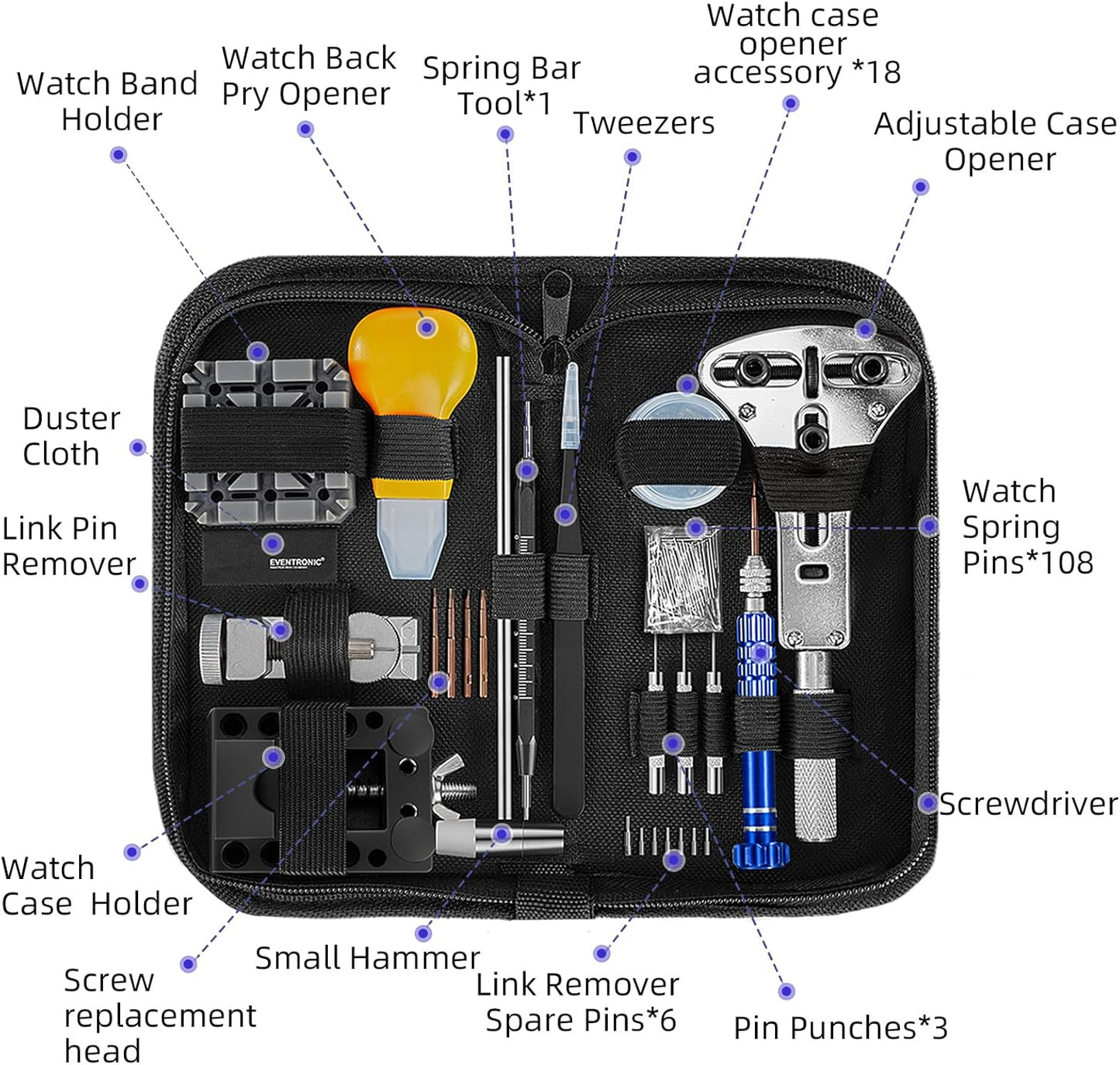 Eventronic Watch Repair Kit, Professional Watch Battery Replacement Tool Kit