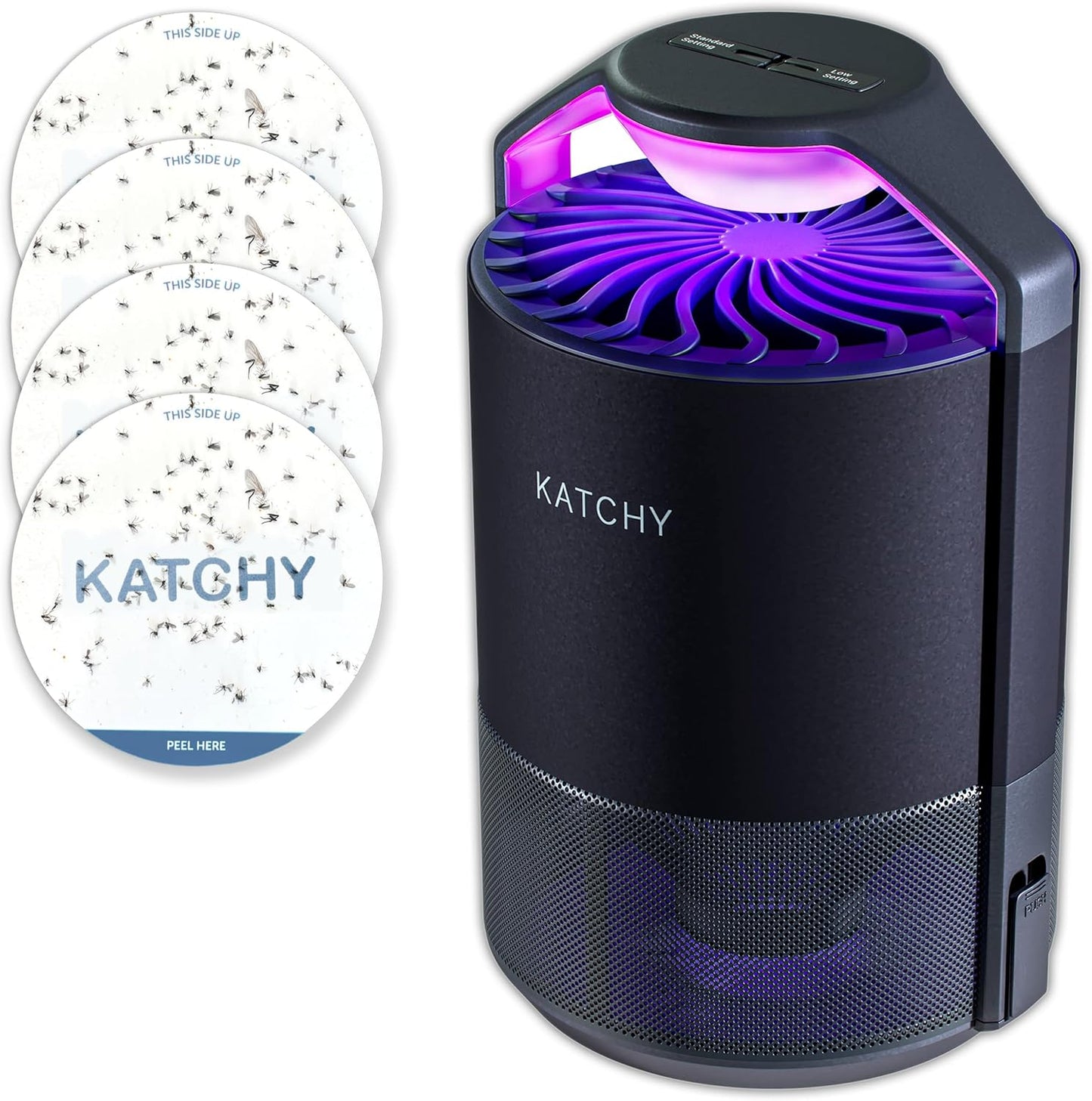 The Original Katchy Indoor Insect Trap - Fan Powered with UV Light - Fruit Fly Traps for Indoors - for Fruit Flies, Gnats, Mosquitoes, Moths (Black)