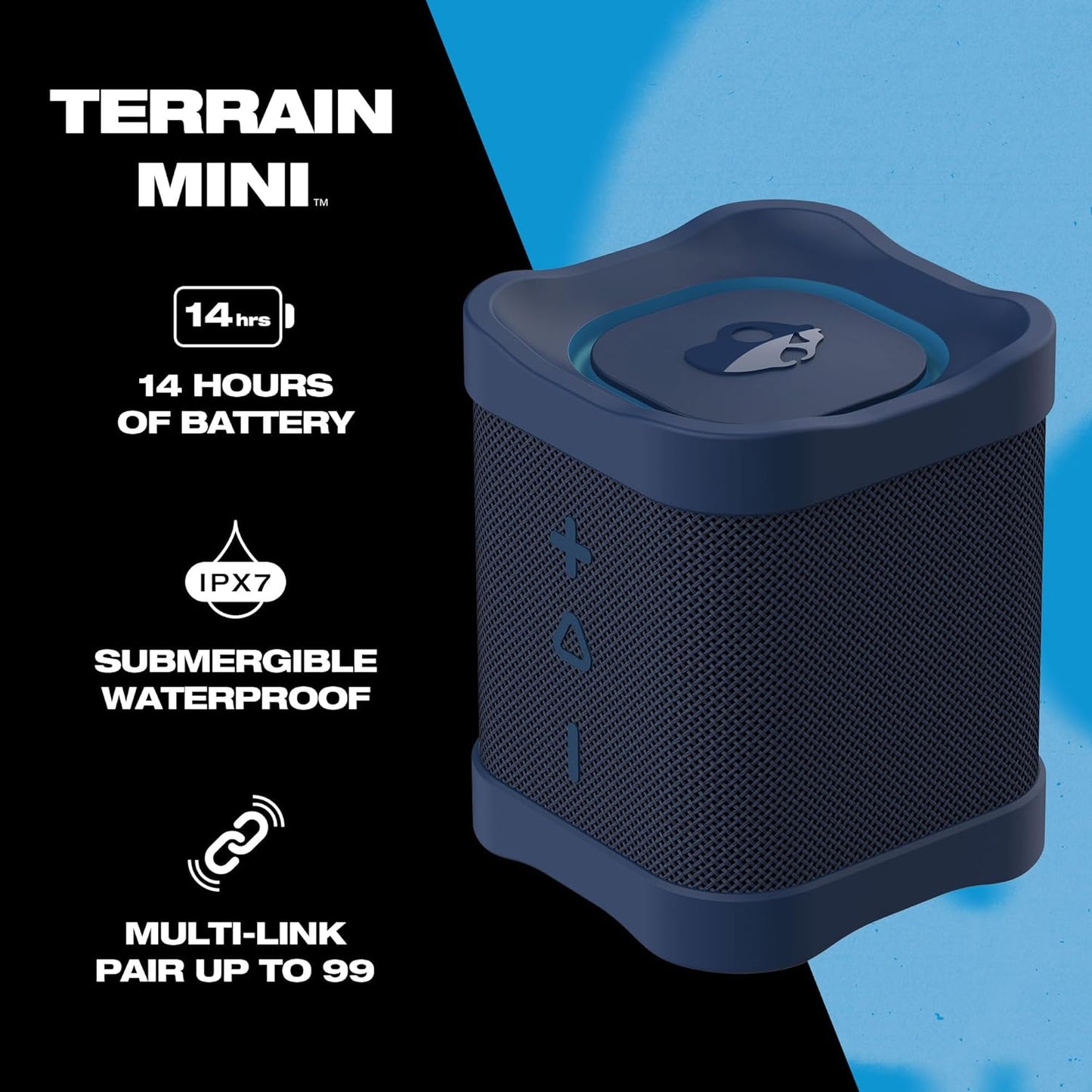 Skullcandy Terrain Mini - Waterproof Bluetooth Speaker, 14-Hour Battery, & True Wireless Stereo