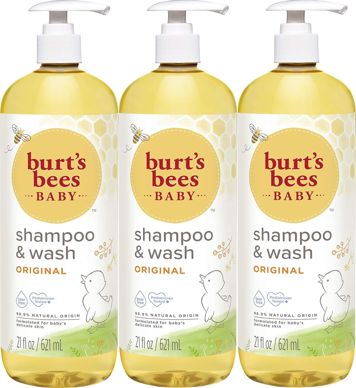 Burt's Bees Baby Shampoo & Wash, Original, 21 Fl Oz (Pack of 3)