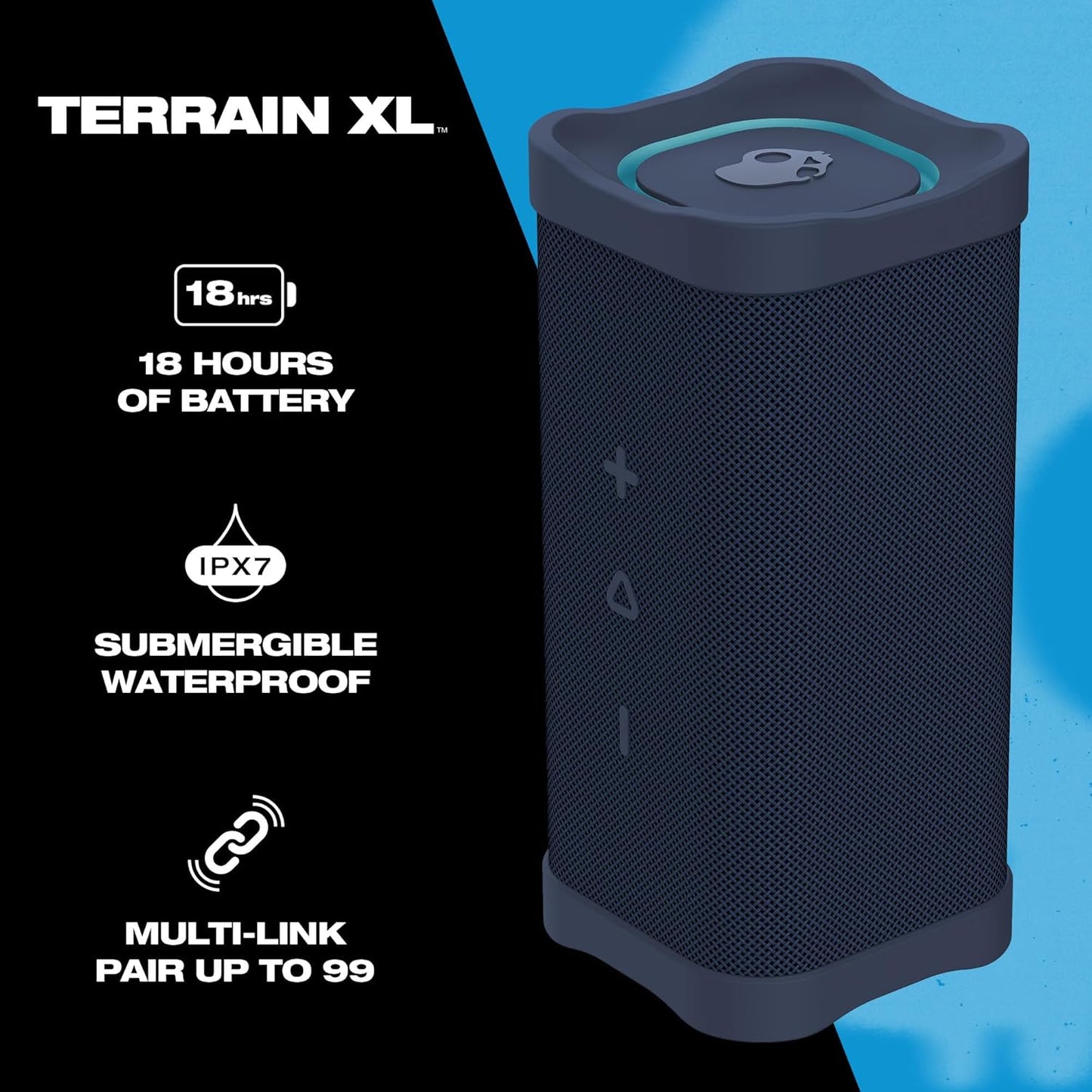 Skullcandy Terrain XL - Waterproof Bluetooth Speaker, 18-Hour Battery, Wireless Stereo