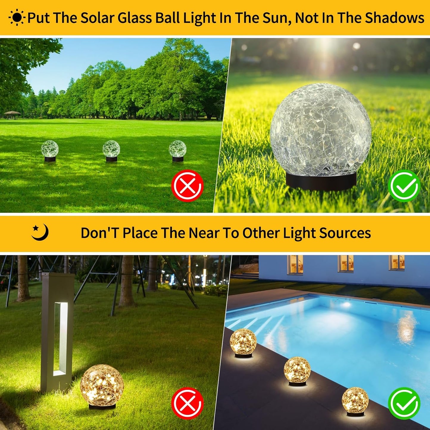 2 Pack Solar Globe Lights Outdoor Waterproof-Solar Balls