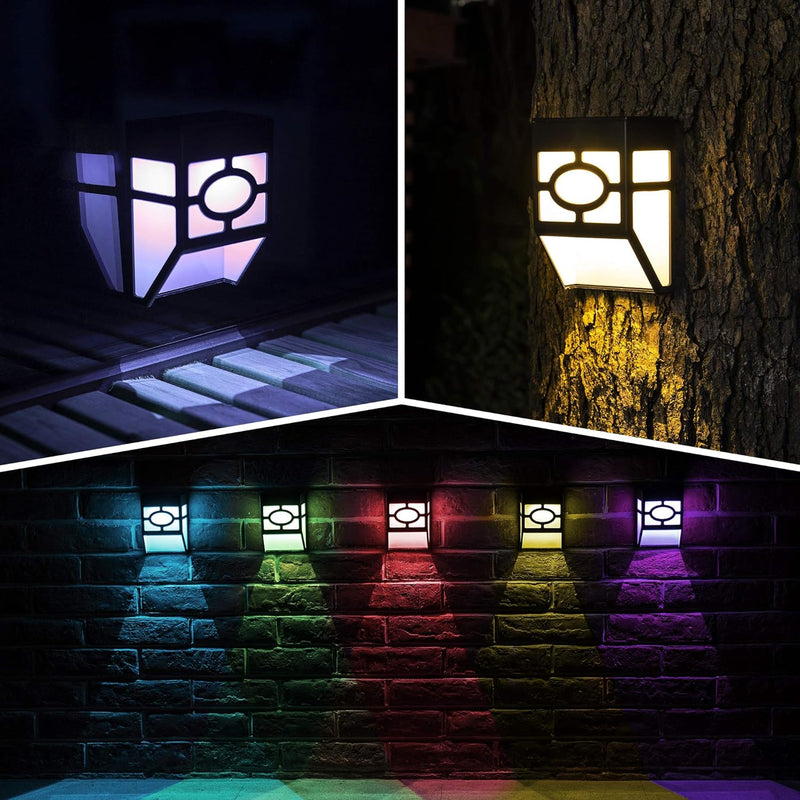 8 Pack Solar Lights – 2 Modes LED (White and Color Changing) – For Fences, Decks & Stairs