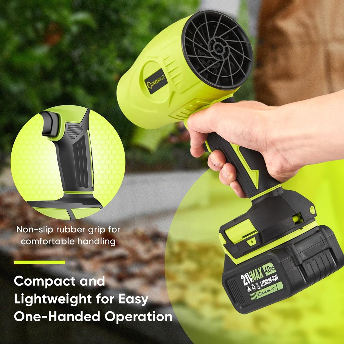 Cordless Leaf Blower, Portable Dust Cleaner Cordless, Handheld Blower, Hand Blowers for Lawn Care, Patio Cleaning, Leaves and Dust Blowing, 4.0Ah Battery and Charger Included (1 Battery)