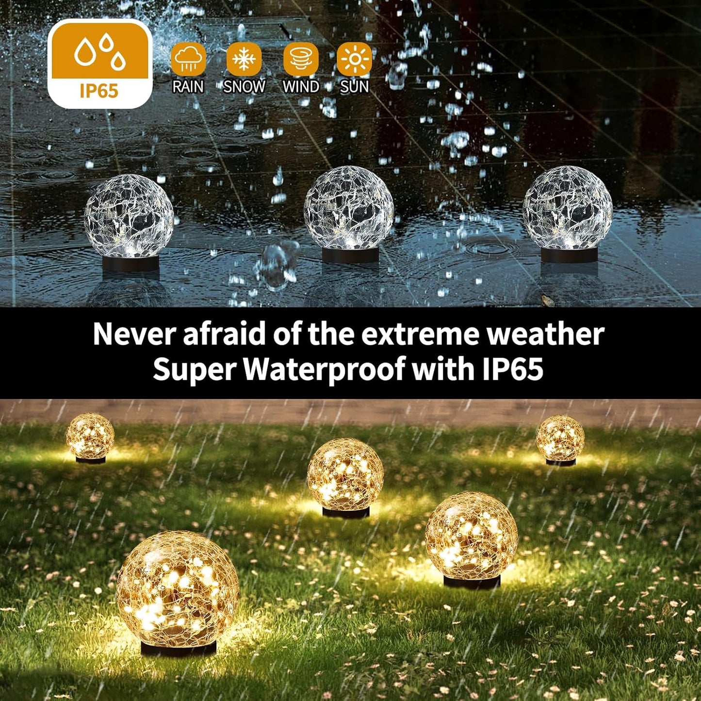 2 Pack Solar Globe Lights Outdoor Waterproof-Solar Balls