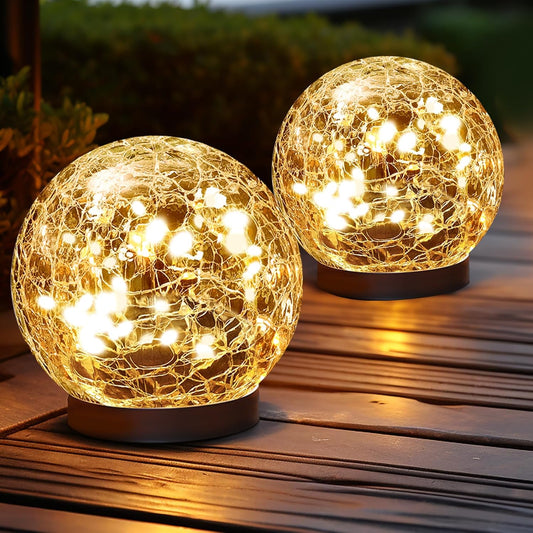 2 Pack Solar Globe Lights Outdoor Waterproof-Solar Balls