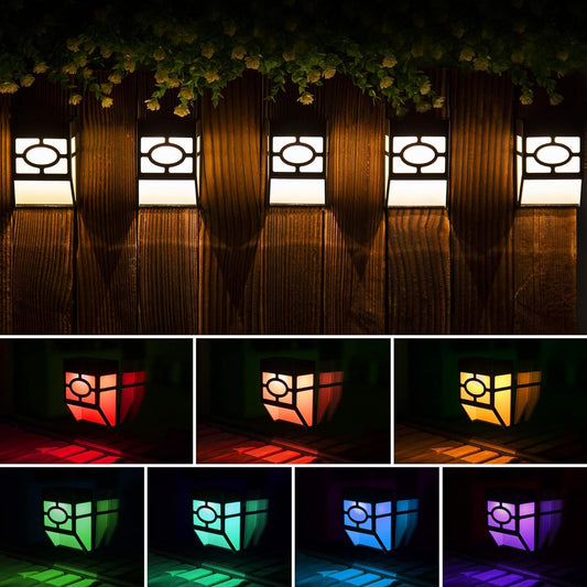 8 Pack Solar Lights – 2 Modes LED (White and Color Changing) – For Fences, Decks & Stairs