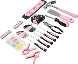 Amazon Basics Tool Set with Tool Bag - 82-Piece, Pink or Blue