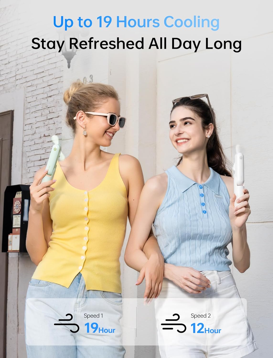 2 Pack 3 IN 1 Handheld Mini Fan - Portable Fan & Power Bank & Flashlight