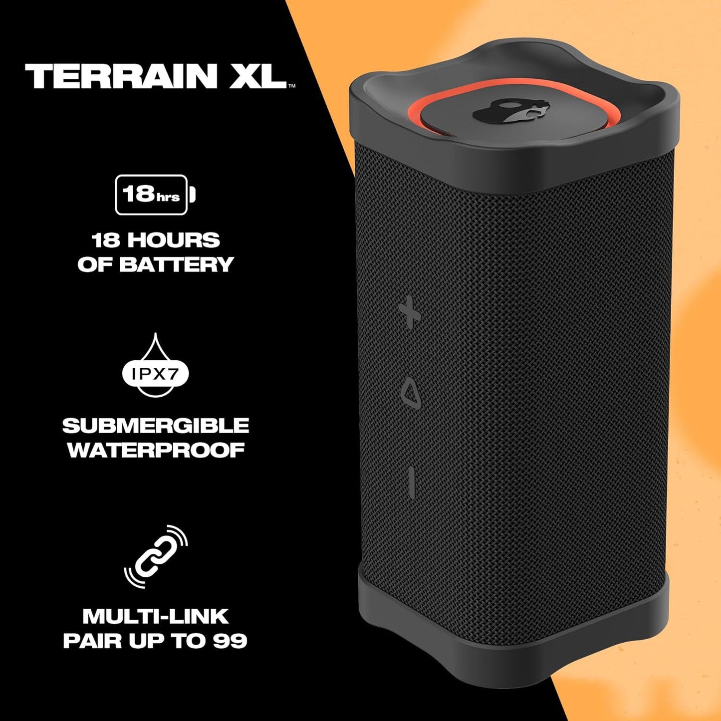 Skullcandy Terrain XL - Waterproof Bluetooth Speaker, 18-Hour Battery, Wireless Stereo