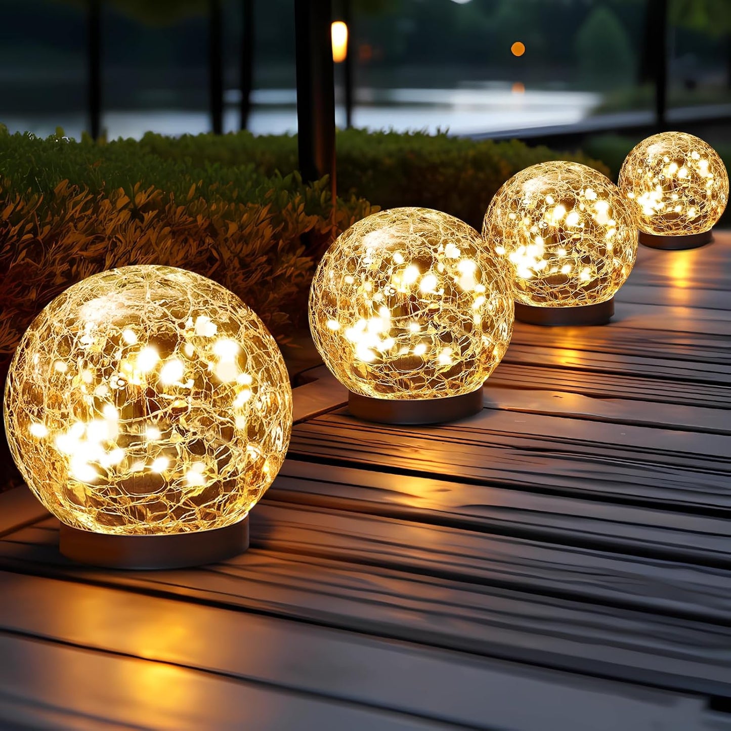 2 Pack Solar Globe Lights Outdoor Waterproof-Solar Balls