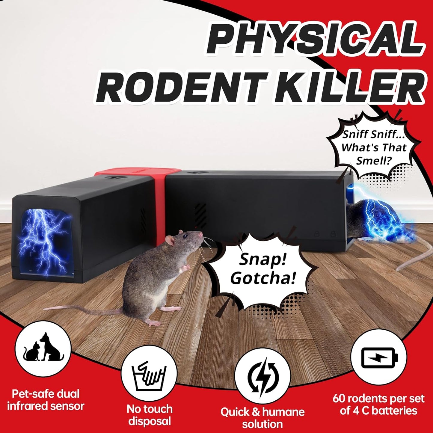 Electric Mouse Trap - Powerful Electronic Rat Trap Zapper for Indoor Use