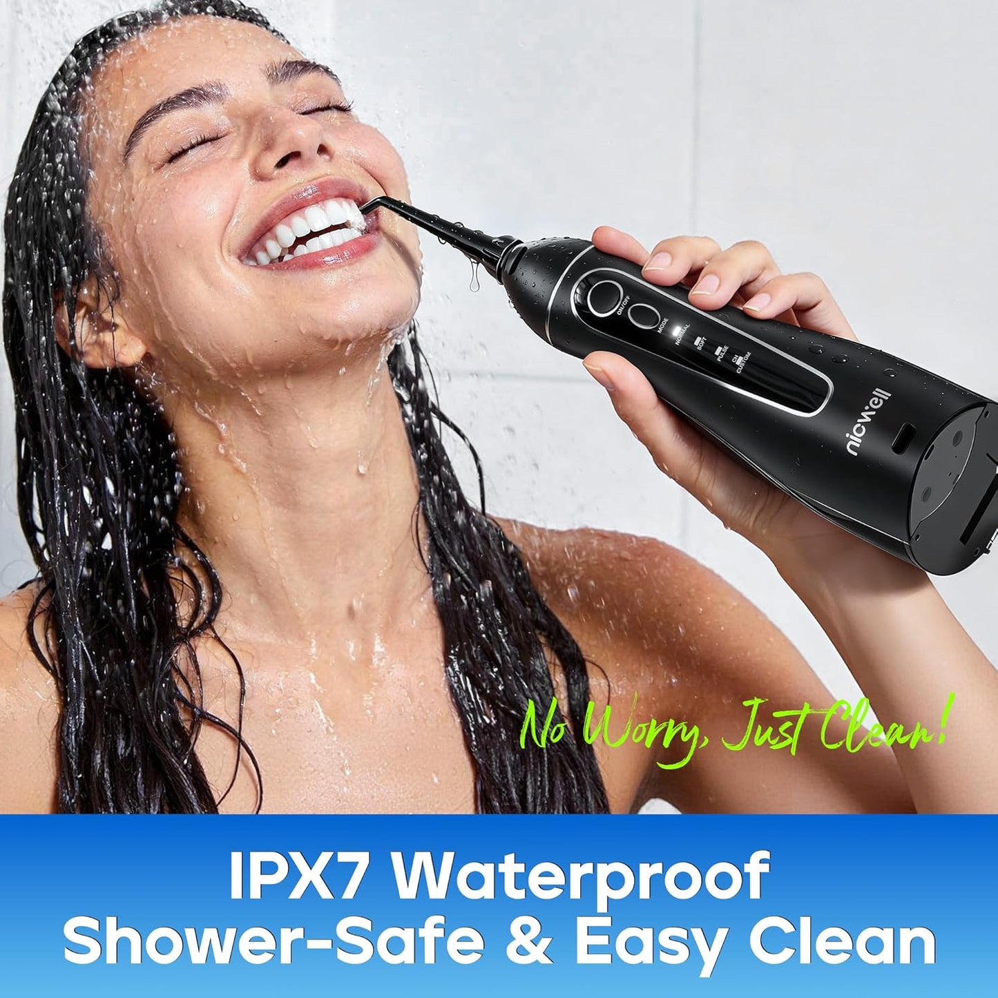 Nicwell Cordless Water Dental Flosser – Portable IPX7 Oral Irrigator with 4 Modes & 11 Levels