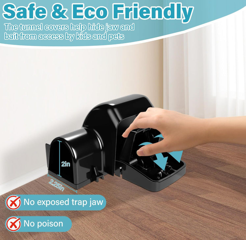 2-Pack Heavy-Duty Rat & Chipmunk Traps – Covered Humane Snap Traps for Indoor & Outdoor Pest Control