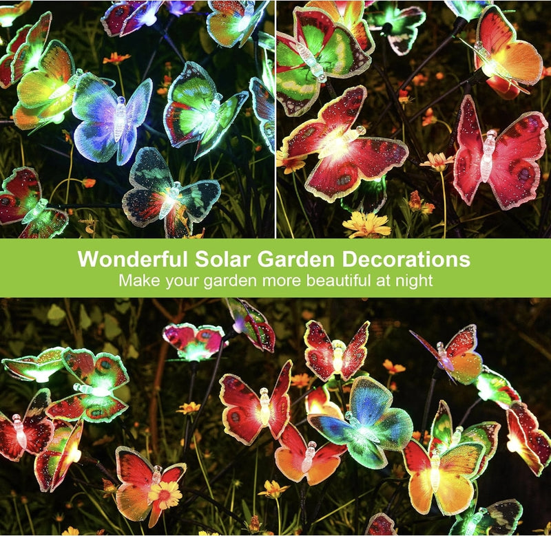 2 Pack Lifelike Swaying Butterfly Solar Lights for Outside