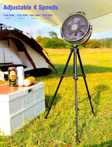 8" Portable Camping Fan, 10000mAh Rechargeable Tripod Fan with Tent Hook