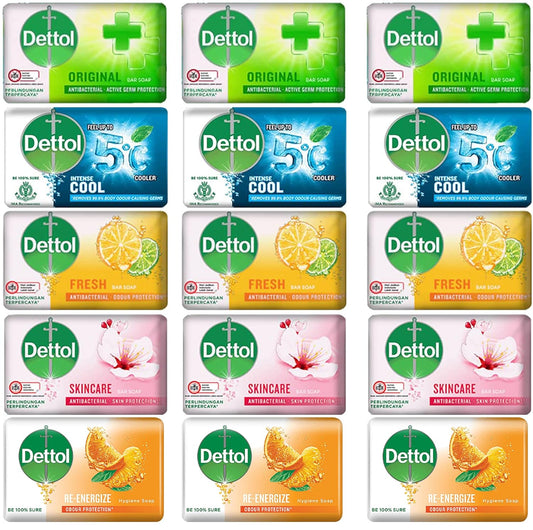 15 Pack Dettol Anti-Bacterial Hand and Body Soap Assorted Flavors