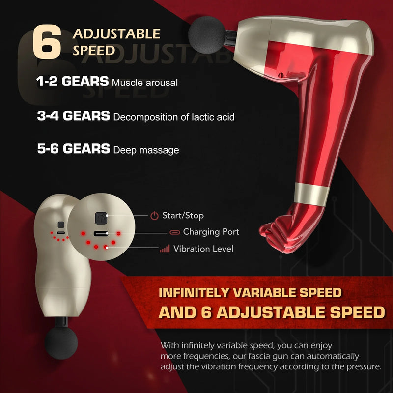 CANHEAL Upgrade Hand-Shape Percussion Muscle Massage Gun with 8 Head Attachments/6 Speeds