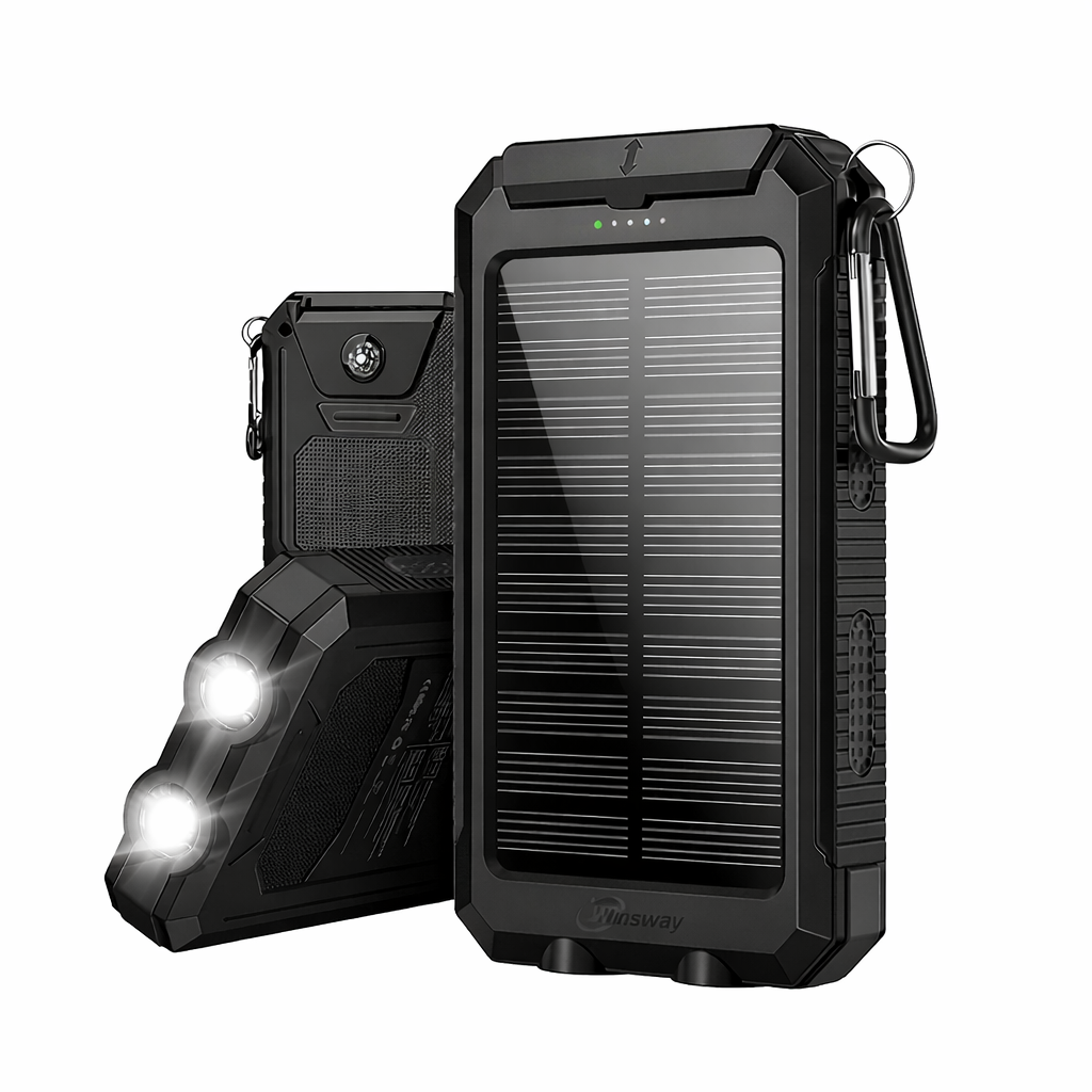 2‑Pack 10,000mAh Solar Charger  Dual USB + Type‑C/Micro USB Inputs