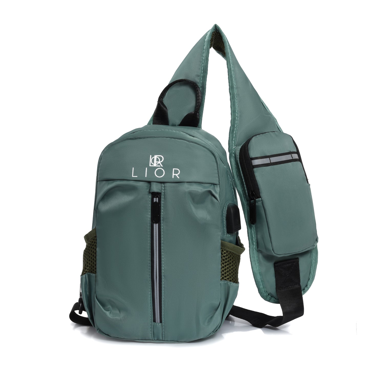 Lior USB Charging Port Multi Pocket Shoulder Bag