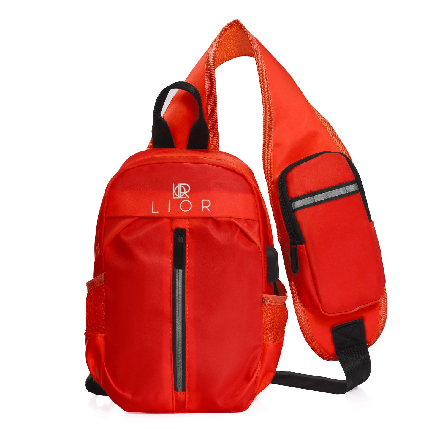 Lior USB Charging Port Multi Pocket Shoulder Bag