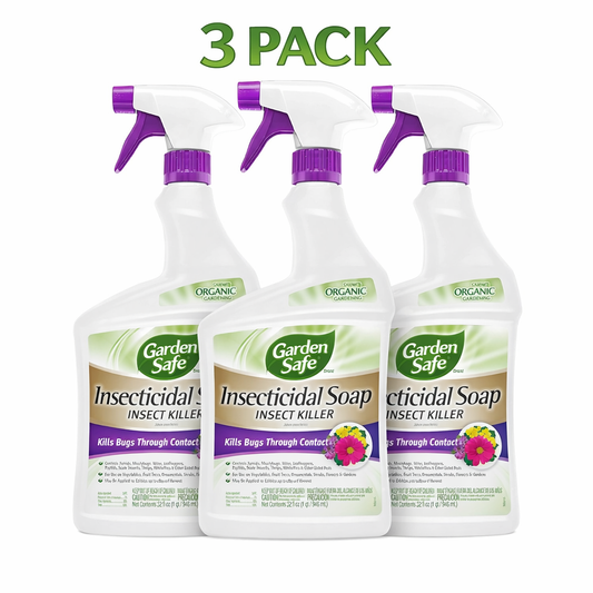 3 Pack Garden Safe Brand Insecticidal Soap Insect Killer, 32 Fluid Ounces