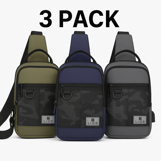 3 Pack Lior Crossbody Camouflage Shoulder Chest Bags with USB Charger Port