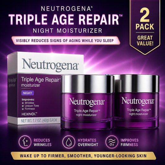 2 Pack Neutrogena Triple Age Repair Night Face Moisturizer 1.7oz