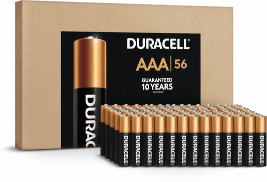 Duracell Coppertop AAA Batteries, 56 Count Pack Triple A Battery with Long-Lasting Power for Household and Office Devices