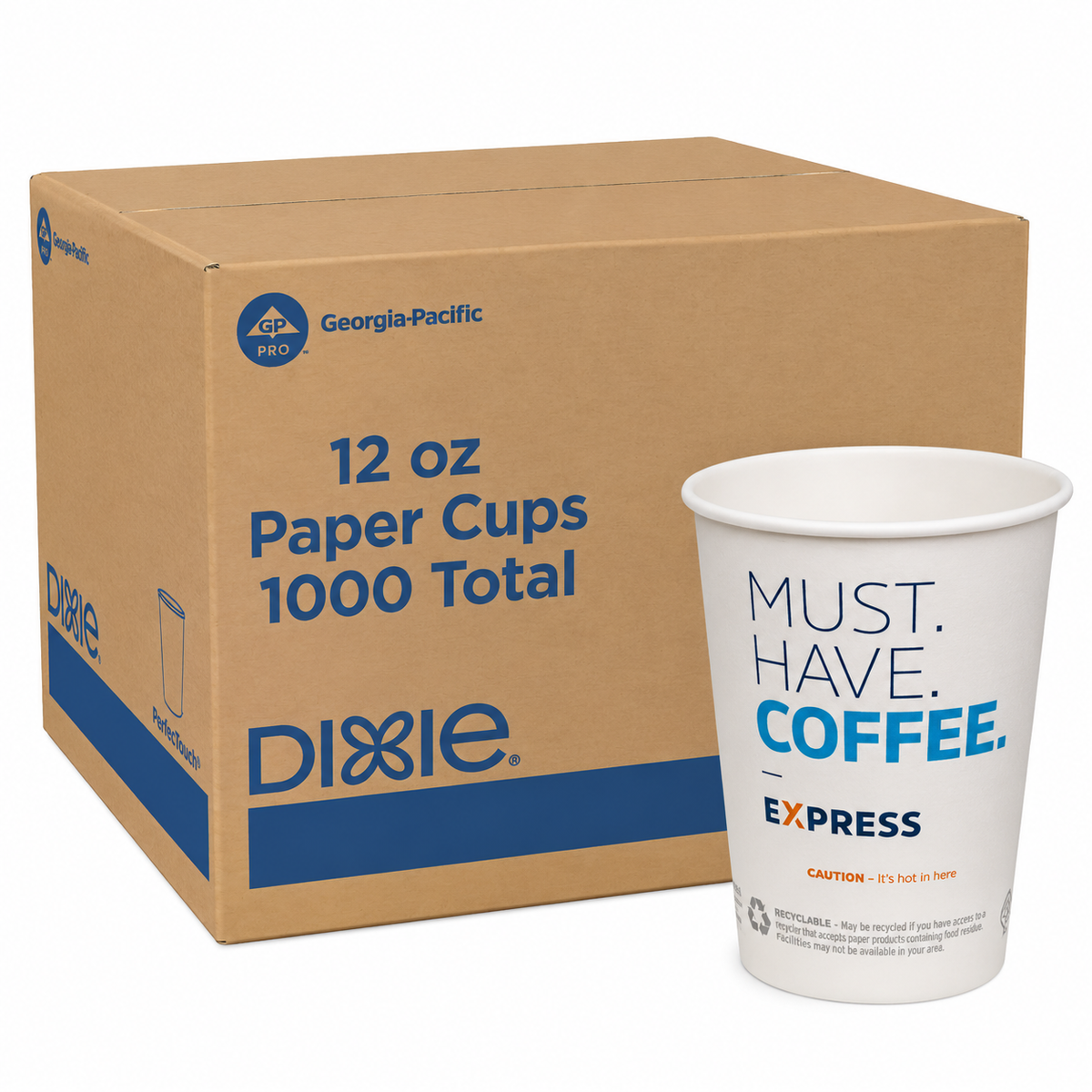 Georgia-Pacific Dixie PerfecTouch 12 oz Paper Coffee Cups By GP PRO, Assorted Design, 1000 Count (50 Disposable Cups Per Pack, 20 Packs Per Case