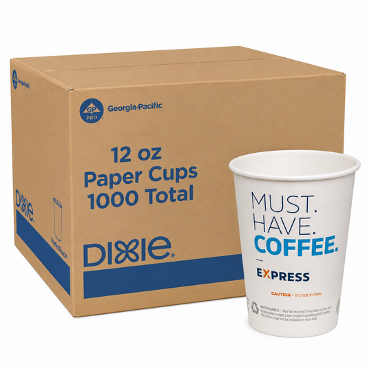 Georgia-Pacific Dixie PerfecTouch 12 oz Paper Coffee Cups By GP PRO, Assorted Design, 1000 Count (50 Disposable Cups Per Pack, 20 Packs Per Case