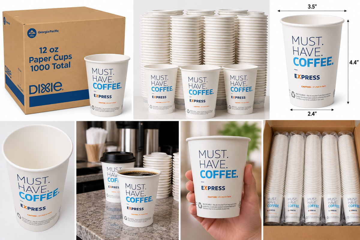 Georgia-Pacific Dixie PerfecTouch 12 oz Paper Coffee Cups By GP PRO, Assorted Design, 1000 Count (50 Disposable Cups Per Pack, 20 Packs Per Case