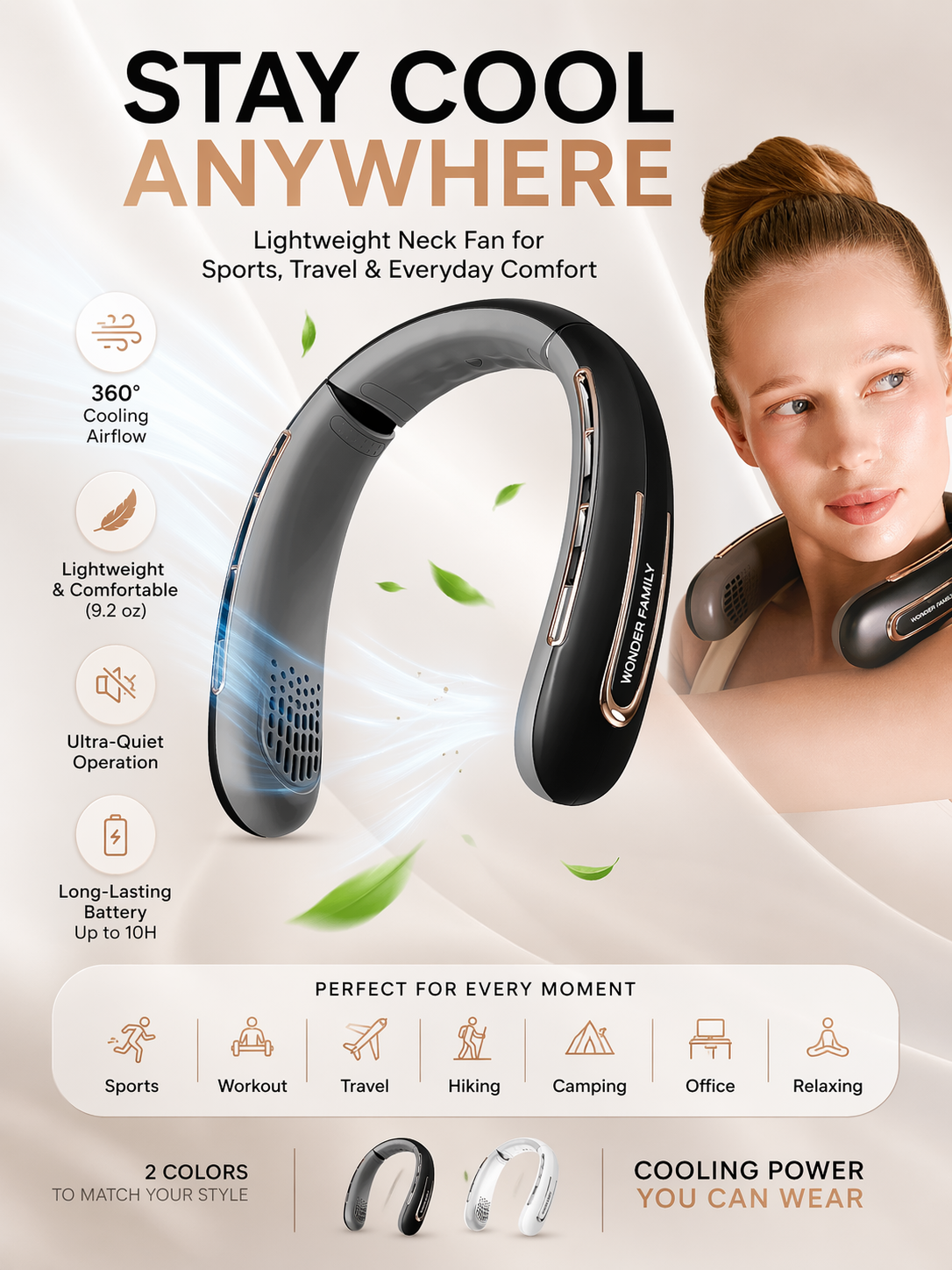 Personal Neck Fan – Rechargeable 4000 mAH – Portable Fan Necklace