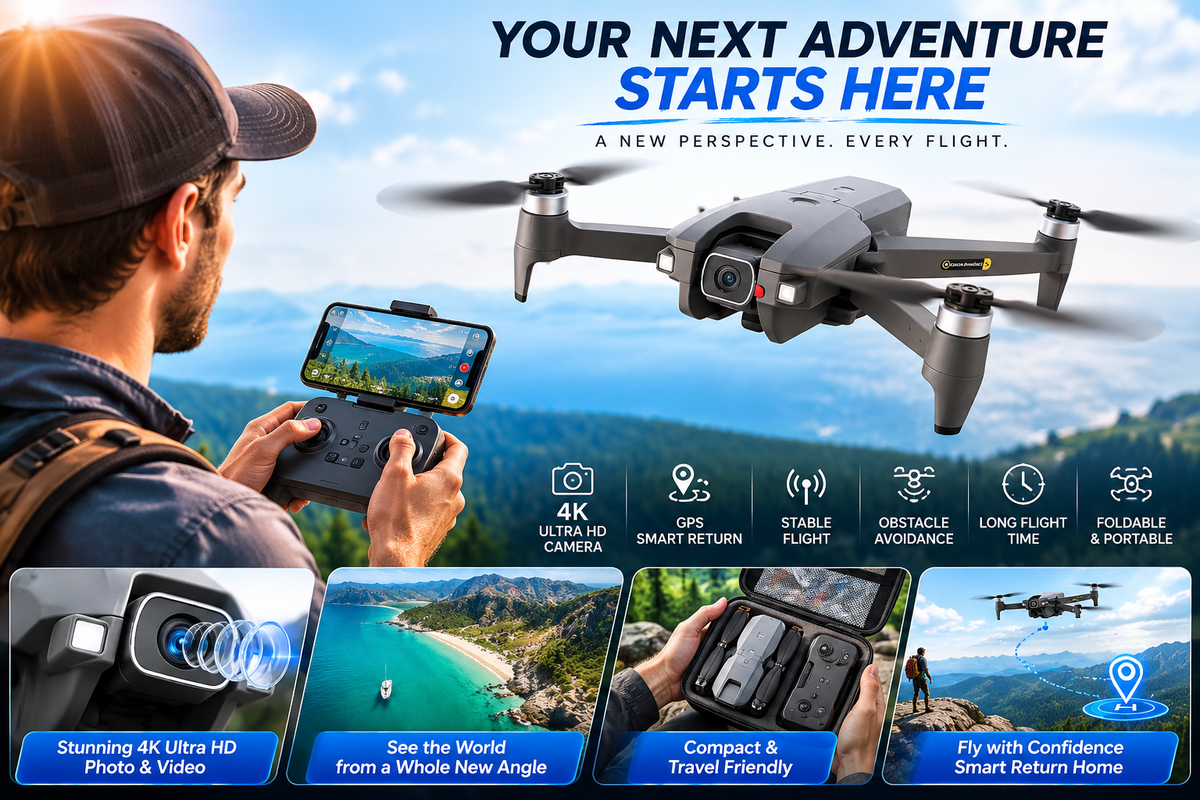 Vivitar - VTI Phoenix Foldable Drone - Black/Grey-Refurbished