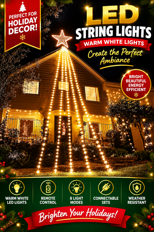 750 LED 245FT Star String Lights – Warm White – 8 Modes – Green Wire