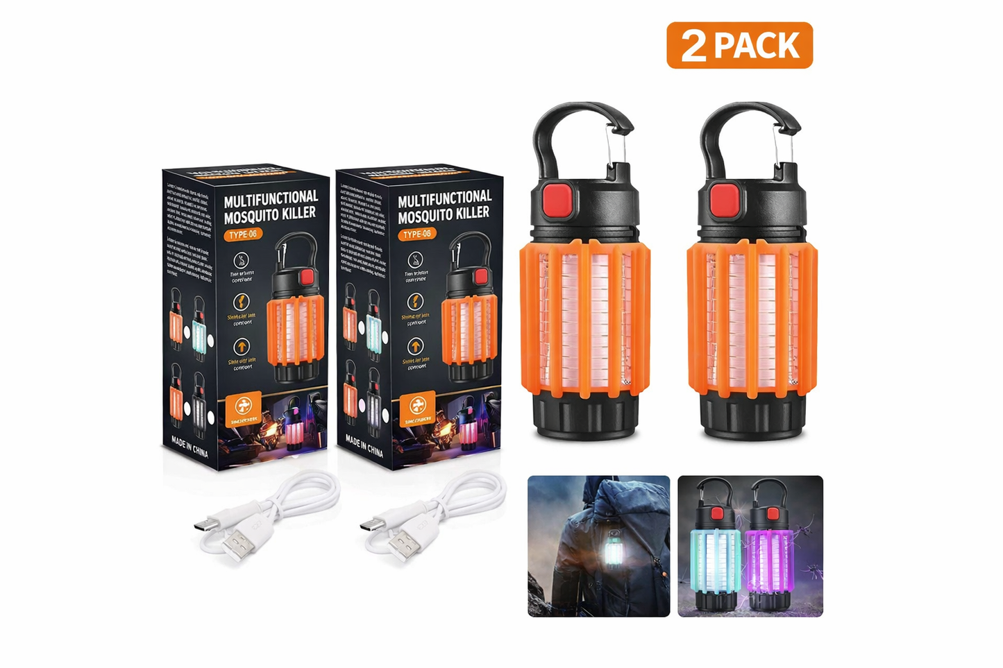 2-Pack Small Mosquito Zapper Lanterns