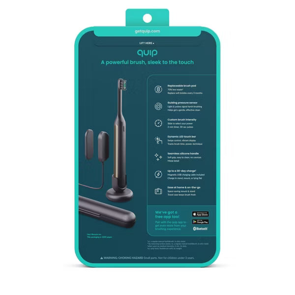 quip Ultra Next Generation Smart Sonic Electric Toothbrush with Timer Multiple Modes and Travel Case- Eclipse