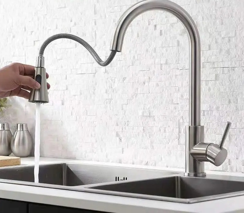 Kitchen Faucet Stainless Steel with Pull Down Sprayer Chrome Finish
