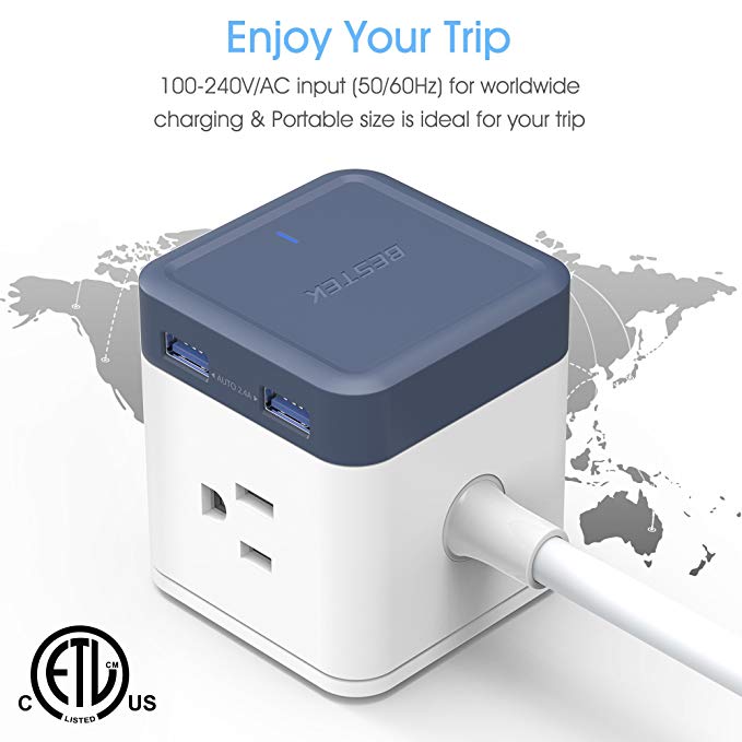 BESTEK Cube 3-Outlet Travel Power Strip