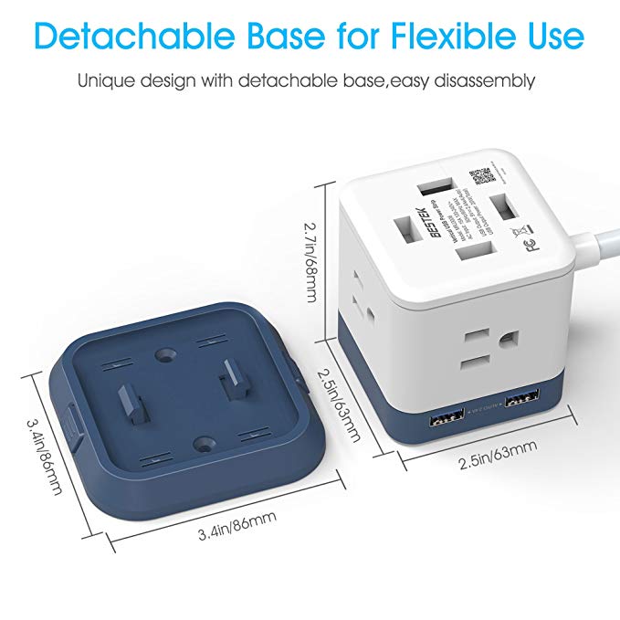 BESTEK Cube 3-Outlet Travel Power Strip