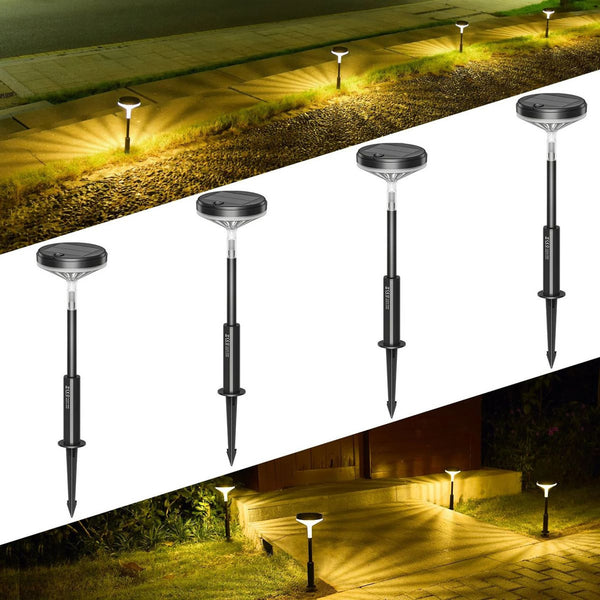 Warm White Solar Pathway Lights with 3 Light Modes (4-Pack)