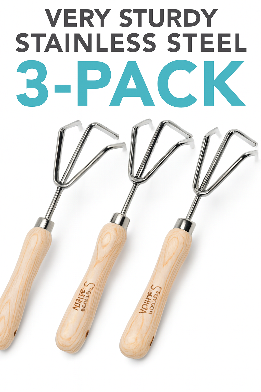 3 Pack Cate's Garden Garden Hand Cultivator Premium Hand Rake for Tilling Soil