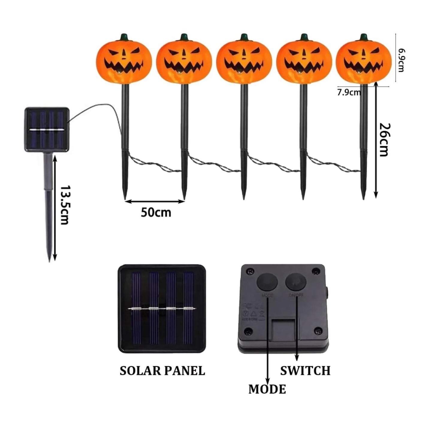 5 Pack Solar Pumpkin Pathway Lights for Halloween