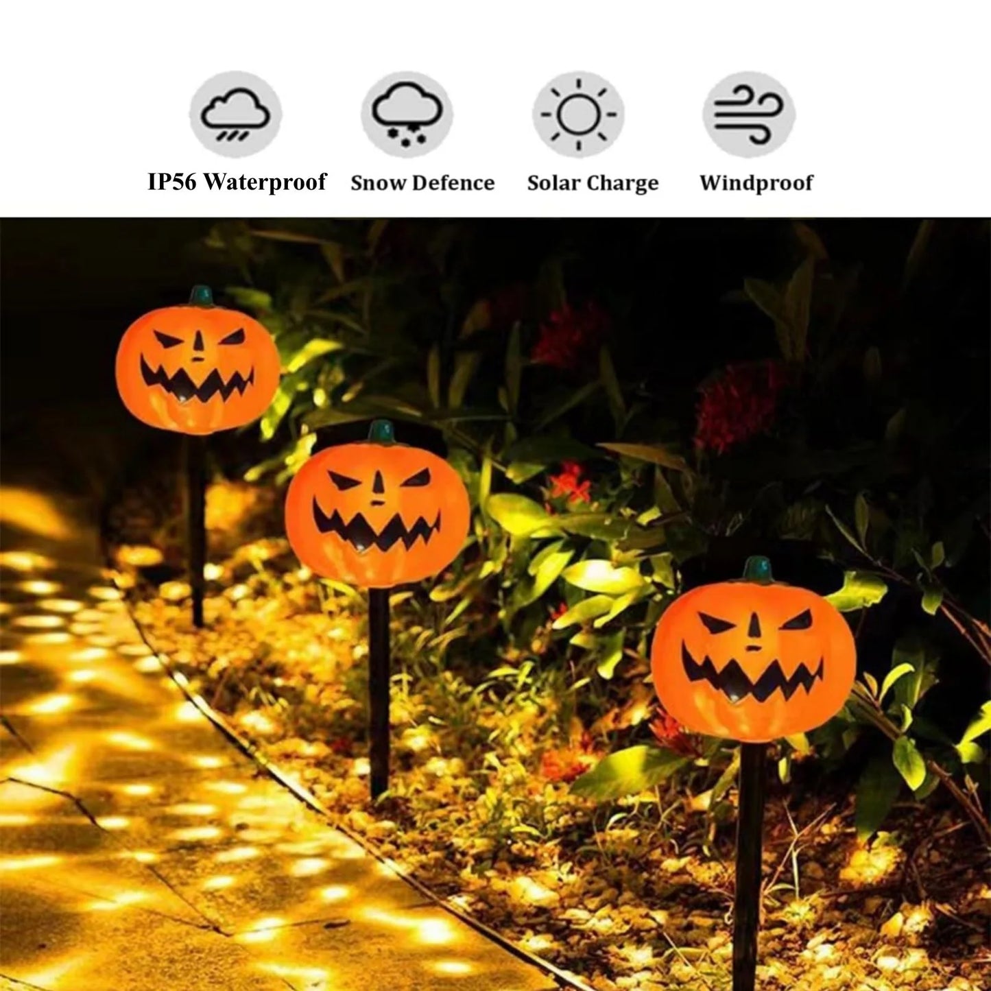 5 Pack Solar Pumpkin Pathway Lights for Halloween