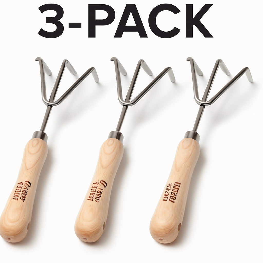3 Pack Cate's Garden Garden Hand Cultivator Premium Hand Rake for Tilling Soil