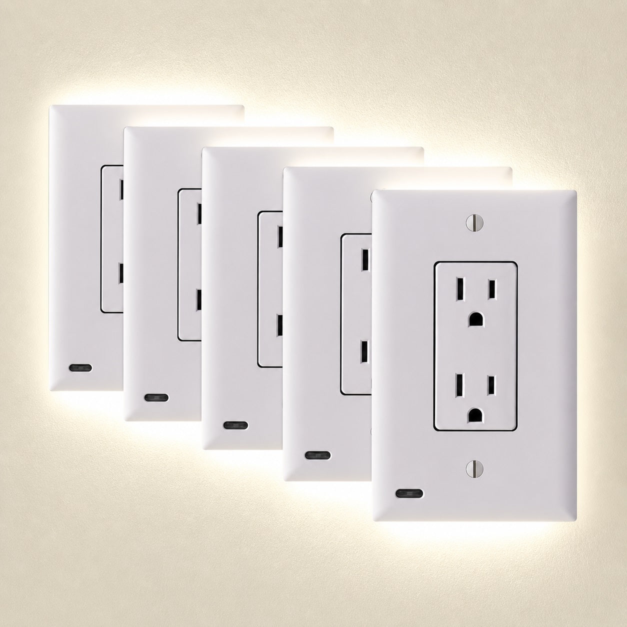 5-Pack Outlet Cover with Built-In LED Top/Bottom Night Light - 2 Styles