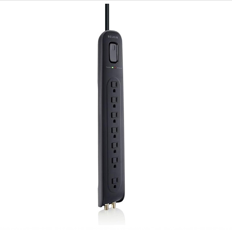 Belkin AV Power Strip Surge Protector and Coaxial Protection, 4ft Cord, Black