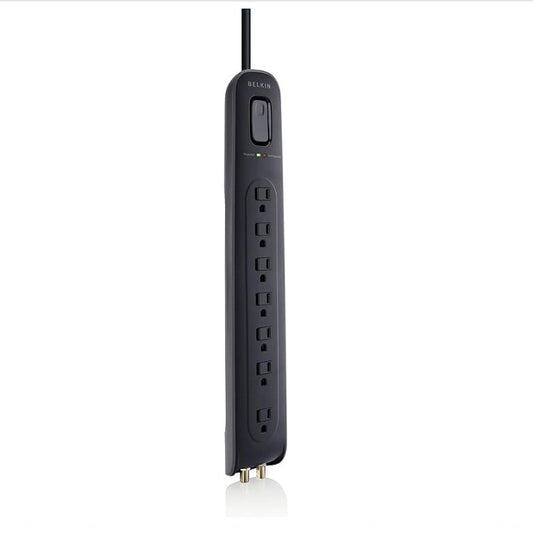 Belkin AV Power Strip Surge Protector and Coaxial Protection, 4ft Cord, Black