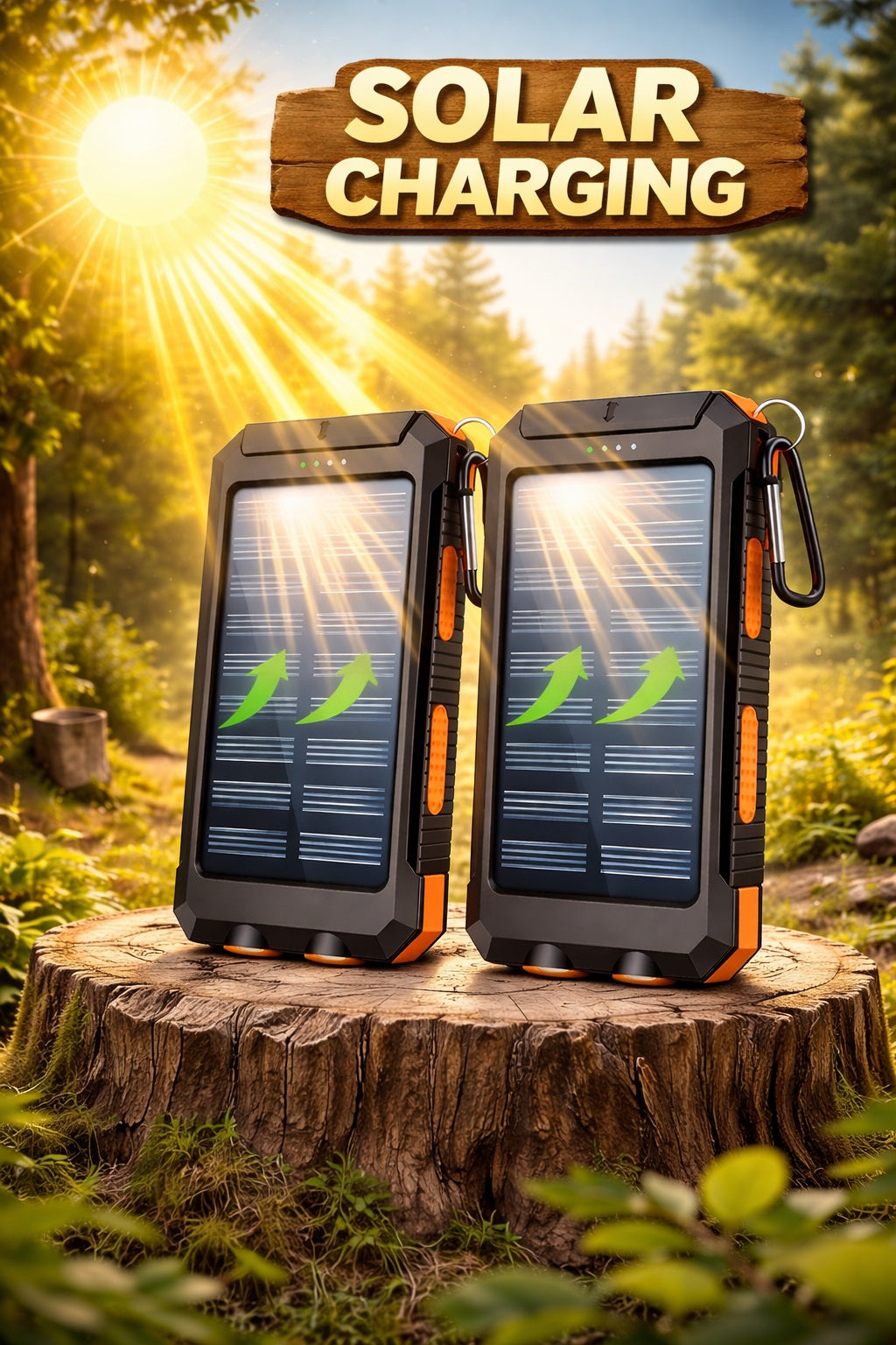 2‑Pack 10,000mAh Solar Charger  Dual USB + Type‑C/Micro USB Inputs